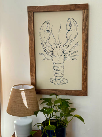 Lobster Linocut (White)